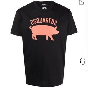 DSQUARED2 Black T-Shirt with Pink Pig Graphic size XS-S​